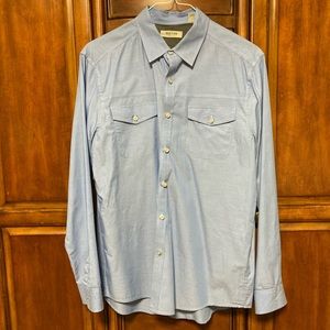 Kenneth Cole Reaction Light Blue Mens Casual Button Down Shirt SIZE larg…